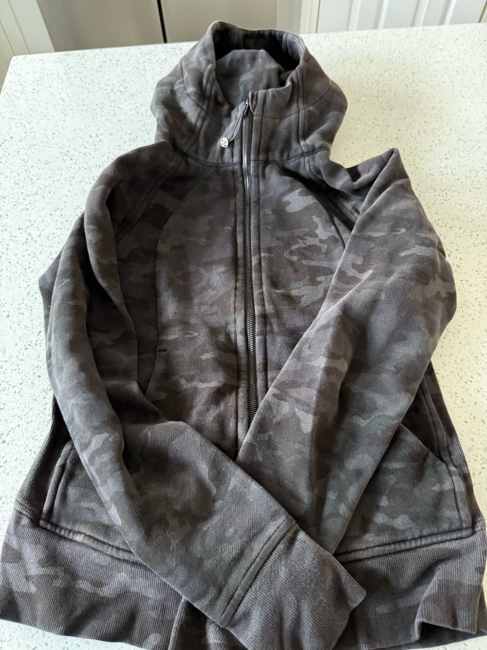 Charcoal Gray Camo Zip-Up Hoodie